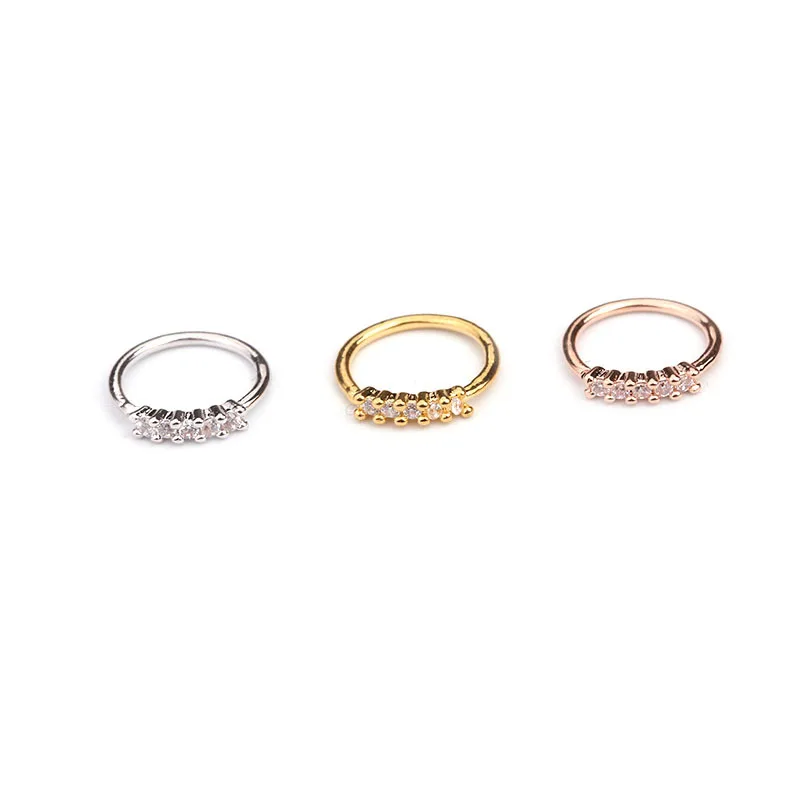 Small Loop Nose Piercing Body Jewelry Cz Rhinestone Hoop Nostril Ring Circle Flower Helix Cartilage Women Girls | Украшения и