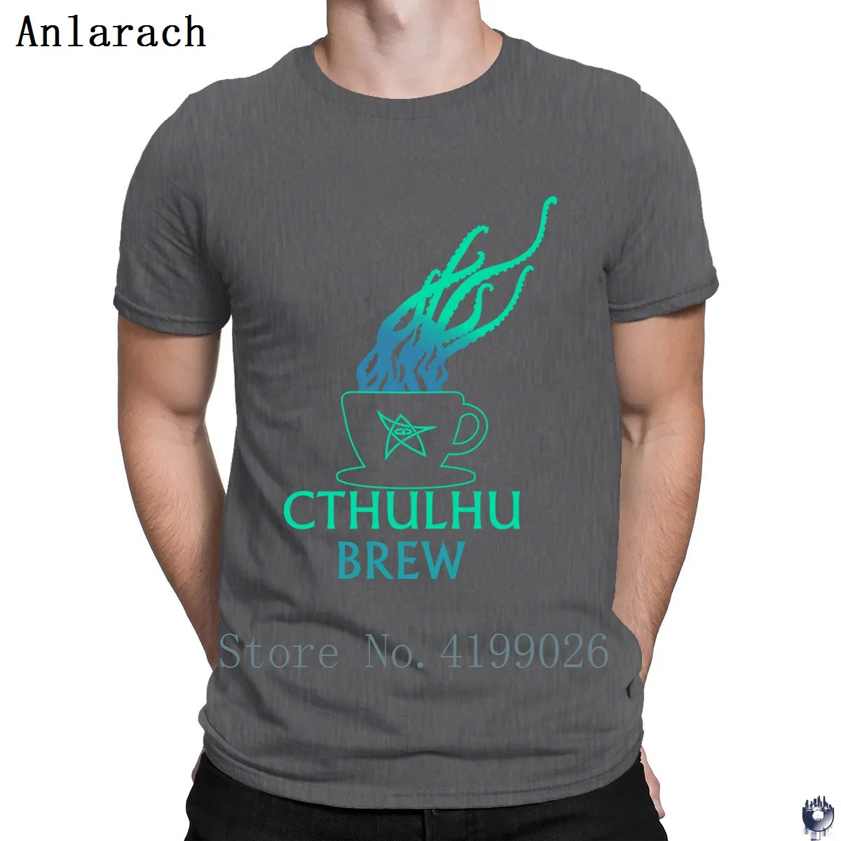 Cthulhu кофейная футболка Лавкрафт комический костюм буквы 100% хлопок для мужчин