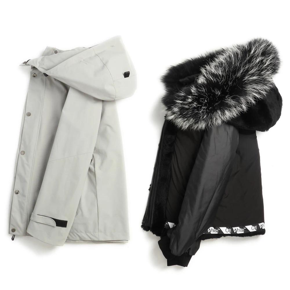 Мужская парка с капюшоном и воротником из натурального Лисьего меха |