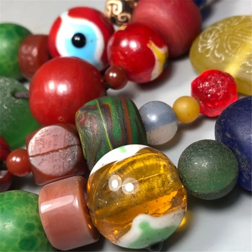 

Natural Old Agate Chicken Bone White Necklace Sweater Chain Buddhist Beads Jewelry Family Collection Unisex Amulet