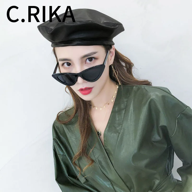 Новая мода Pu кожаный берет шляпа женская зимняя шапка Шапка бини береты девушки