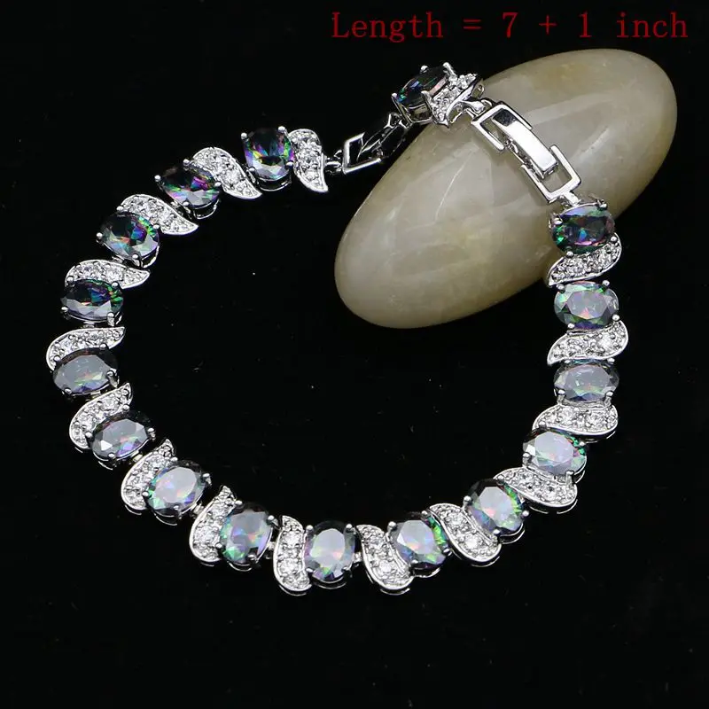 Mystic набор бижутерии с радужными фианитами для женщин серебряные