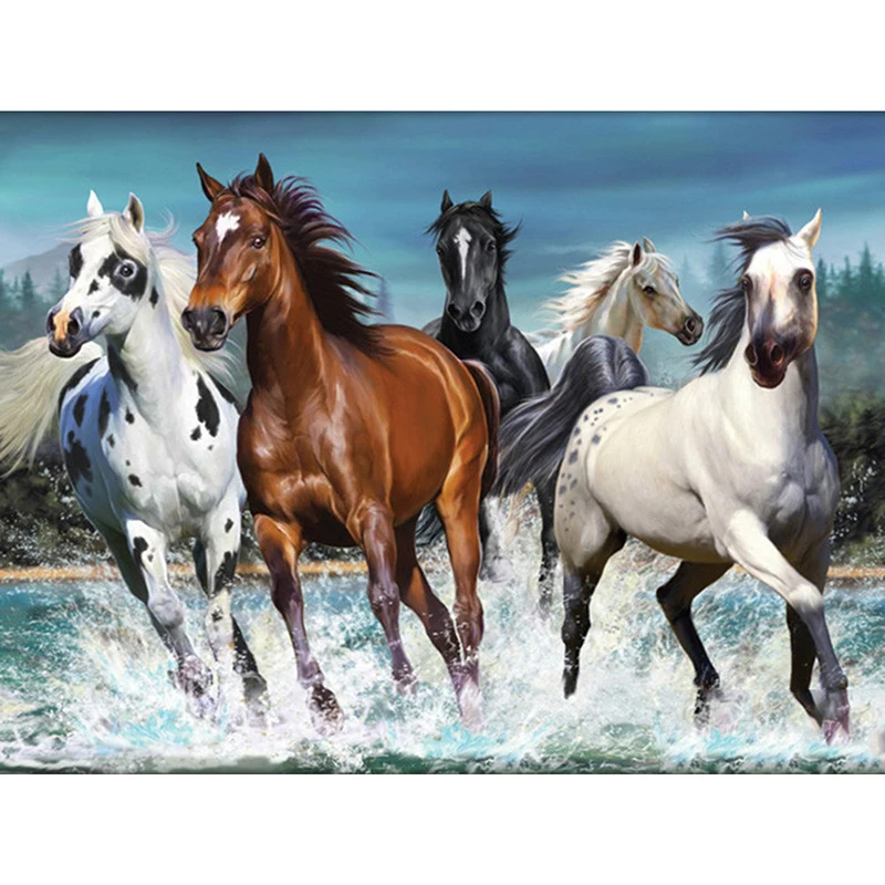 

Big size Diamond Painting Animal Horse Home Decoration Cross Stitch Full Drill Square Embroidery Mosaic Picture Handwork Crafts