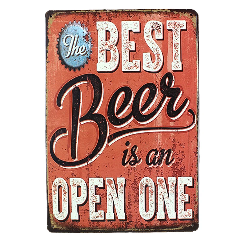 

The best beer is an open one! bar metal sign vintage tin plate painting wall decoration