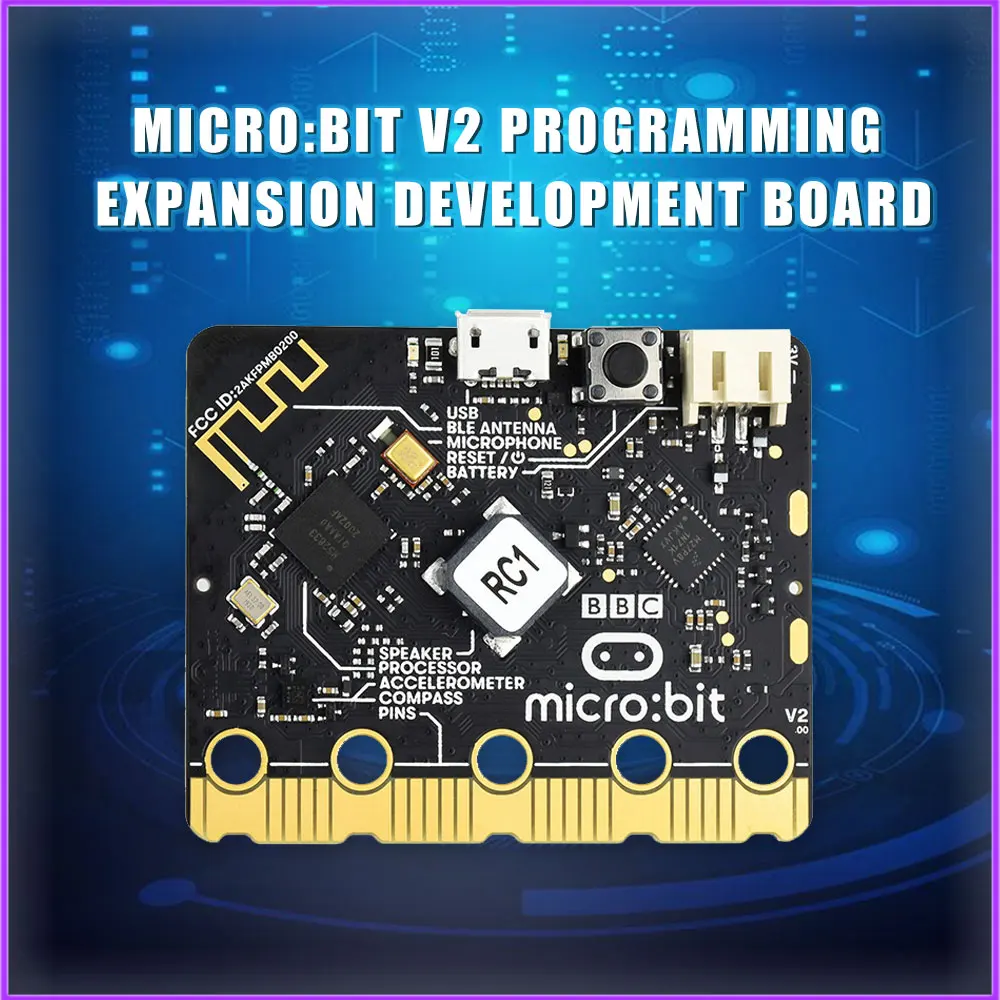 

BBC Micro:bit V2 Upgraded Processor Capacitive Touch Sensor Onboard Speaker Microphone BLE 5.0 LED indicator for Kids