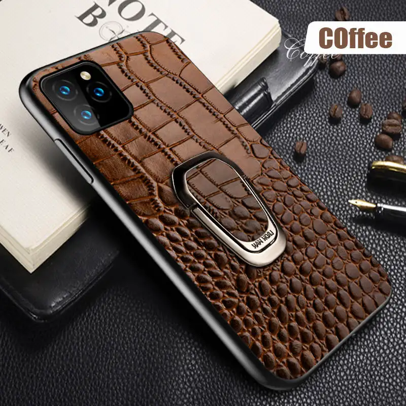 Кофе Чехол для телефона из натуральной кожи для iPhone 11 11 Pro 11 Pro Max X XS max XR 7 8 plus 6 6s 7 plus SE Магнитная подставка Роскошный чехол - Цвет: Кофе