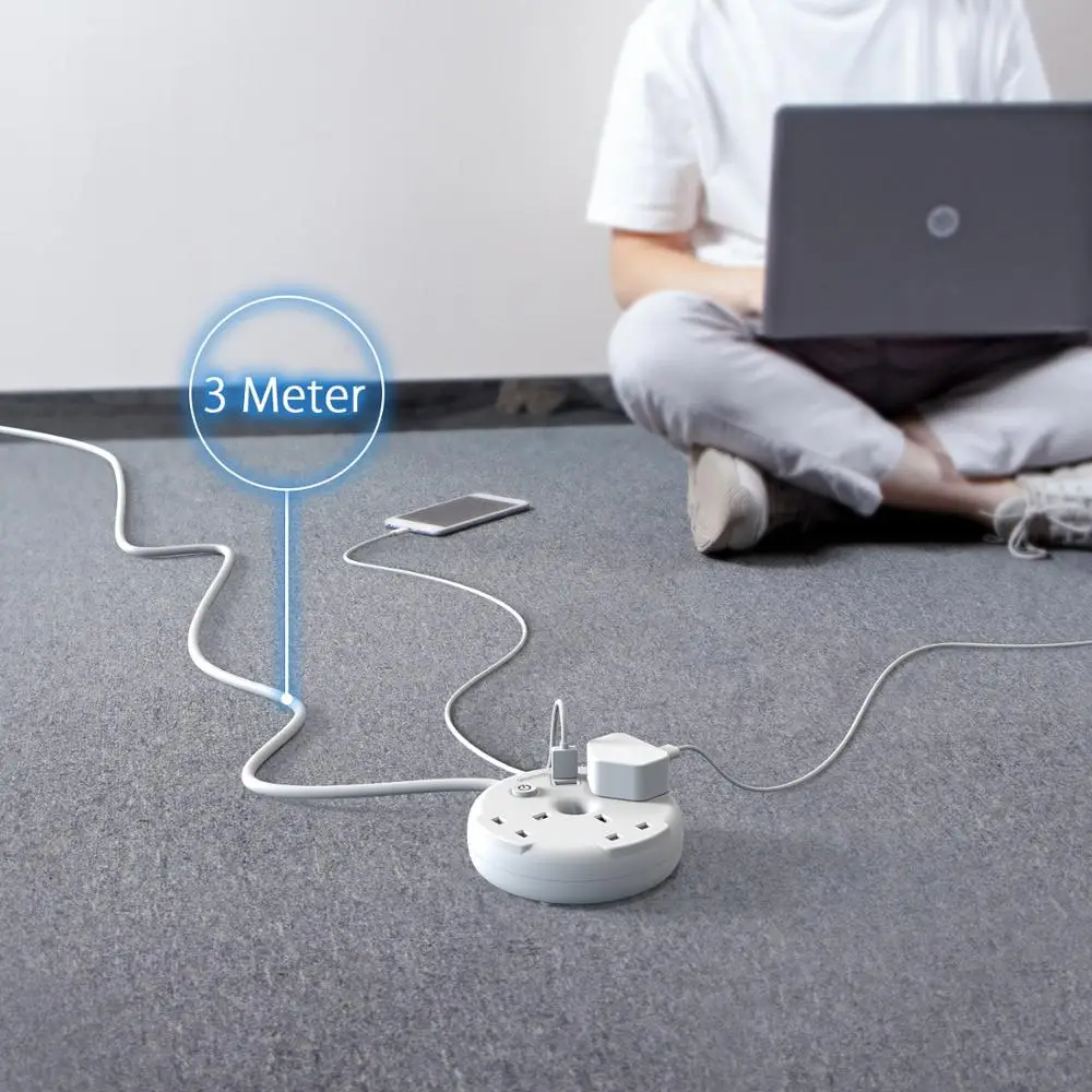 NTON POWER 3M удлинитель с usb-разъемами лента питания 13Amp Плавленая настенная вилка