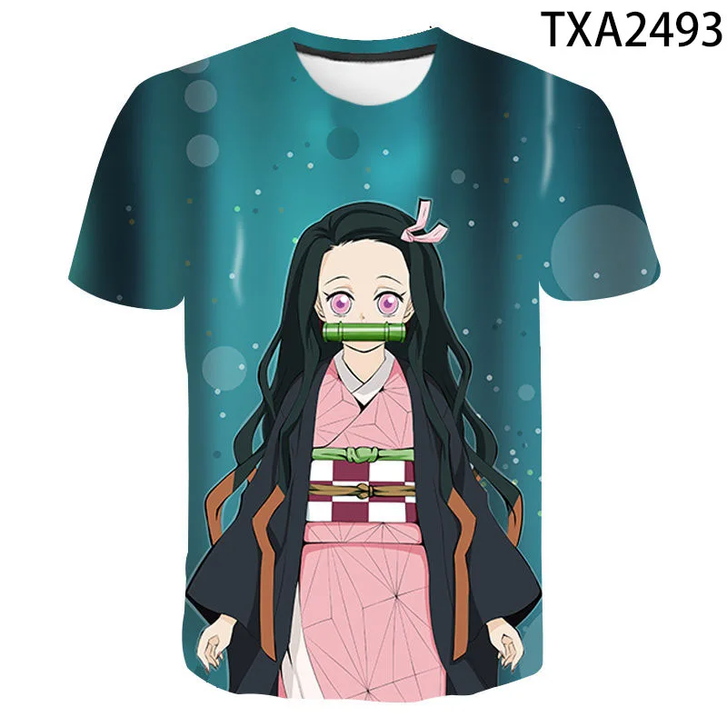 

New Summer Demon Slayer Short Sleeve 3D Printed T-shirt Casual Boys Girls Kids Fashion Men Women Children Tops Tee