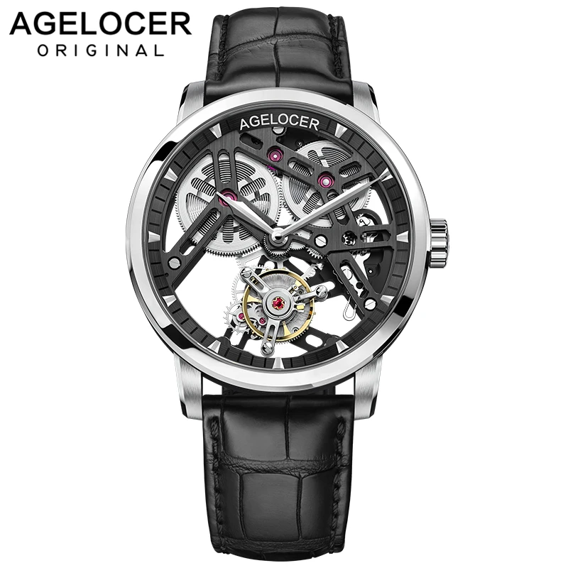 Tourbillon AGELOCER Для мужчин механические часы от топ бренда роскошные с турбийоном