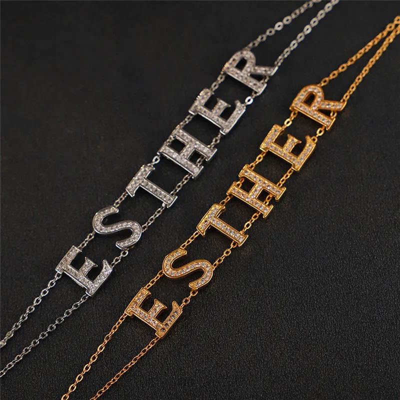 

Персонализированный браслет с именем для женщин и девушек, ювелирные изделия с буквами, индивидуальные очаровательные браслеты с микрозакрепкой фианита, уникальные ювелирные изделия на заказ, подарок