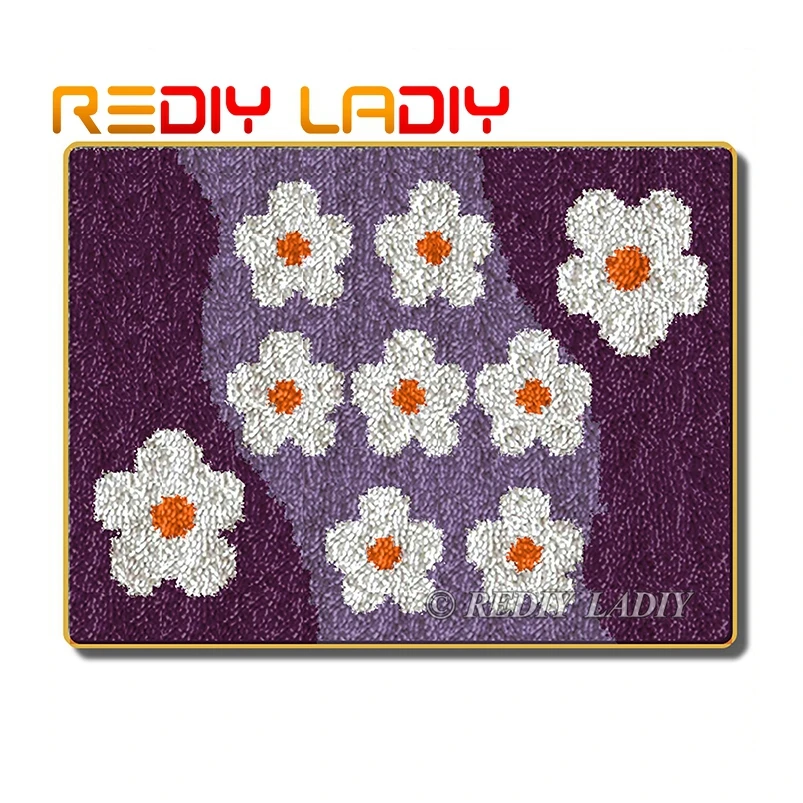 Набор крючков с защелкой ковер вязаный крючком белые цветы акриловая пряжа