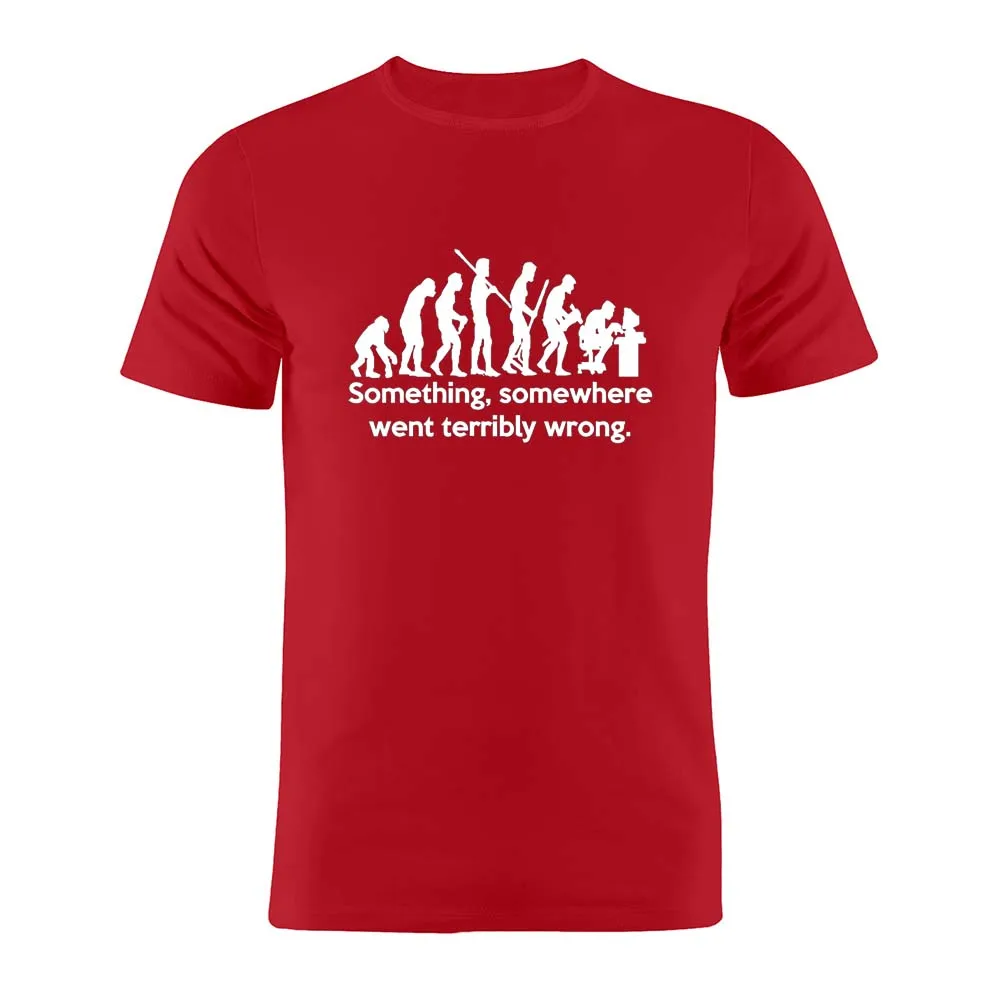 Футболка унисекс 100% хлопок эволюция что-то пошло в ужас неправильный разработчик