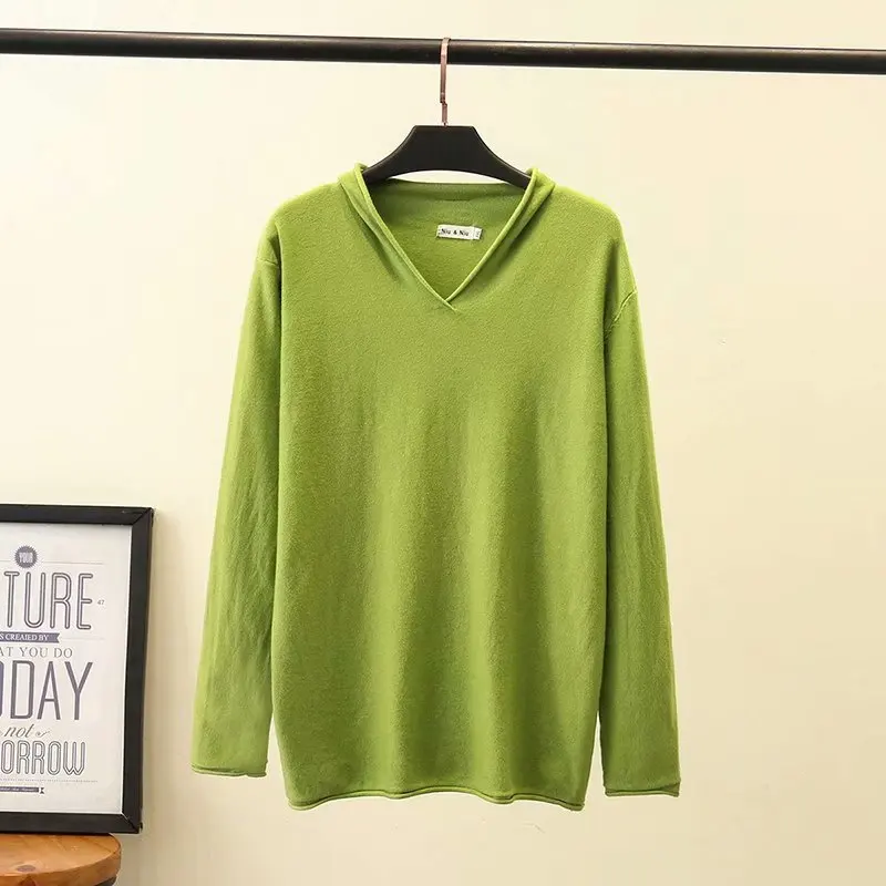 Женские повседневные свободные свитера размера плюс вязаные пуловеры с длинным