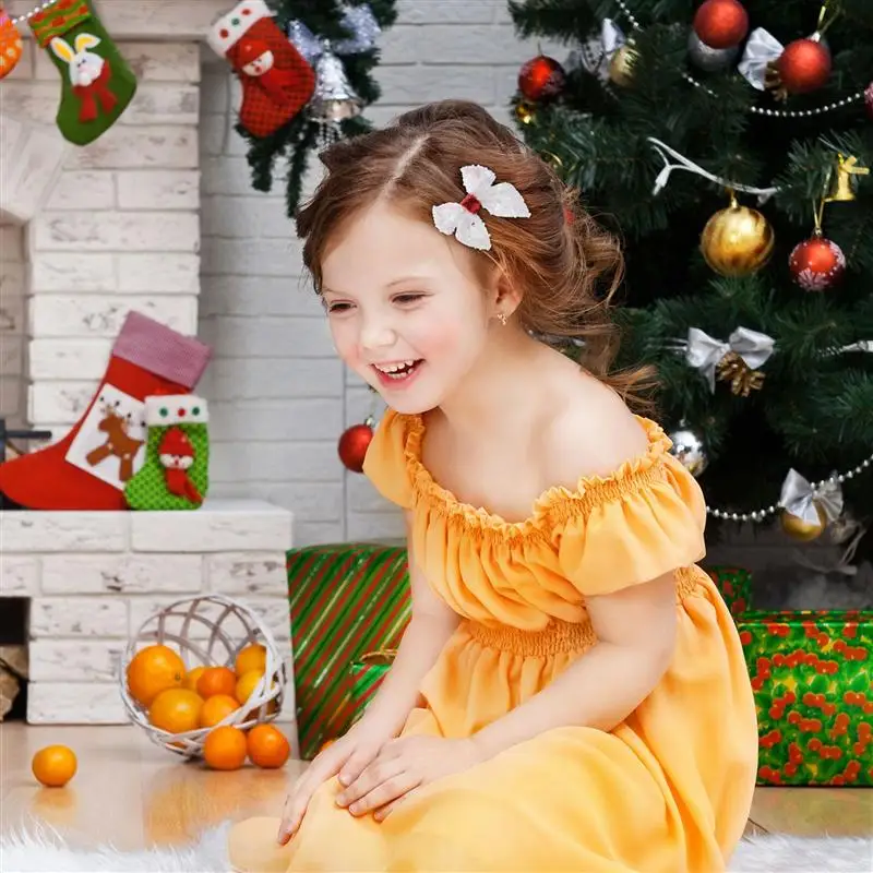 

6pcs Christmas Exquisite Adorable Hair Clips Sequin Kids Party Headdress Bow Hairpins Hair Accessories