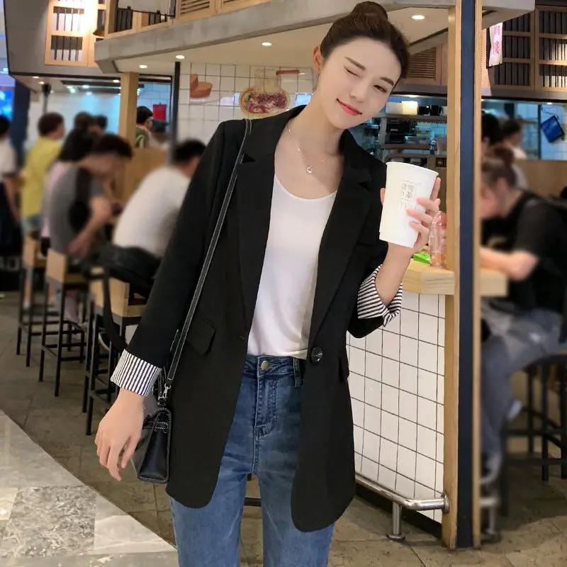 Высокое качество женские черные блейзеры пальто Новое поступление 2020 Весенняя