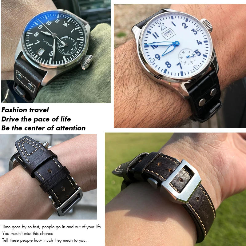 Ремешок из натуральной кожи с заклепками для IWC браслет воловьей коричневого и