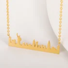 Винтажное ожерелье из нержавеющей стали с изображением Нью-Йорка, женские этнические ювелирные изделия, ожерелье цвета розового золота с подвеской в виде пейзажа американского города, ожерелье с подвеской