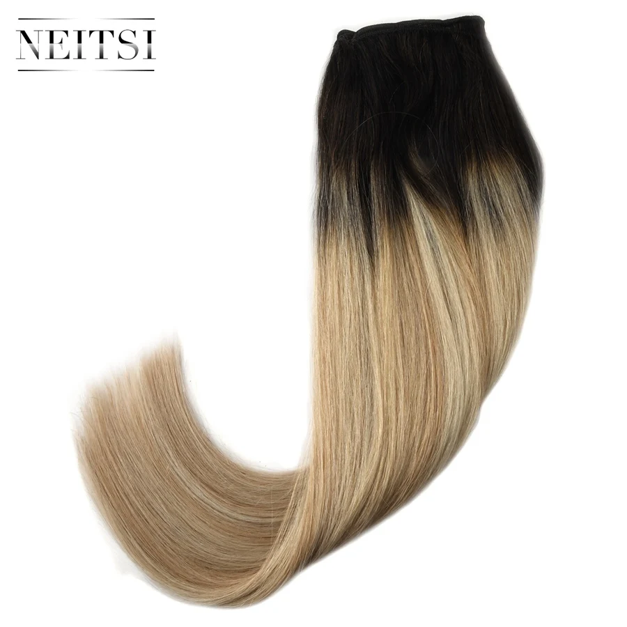 Neitsi прямые человеческие волосы Remy с двойным нарисованным плетением для наращивания, 20 дюймов, 50 см, 100 г/шт., пряди для наращивания, окрашенные волосы с эффектом омбре - Цвет: T2-27-T2-60