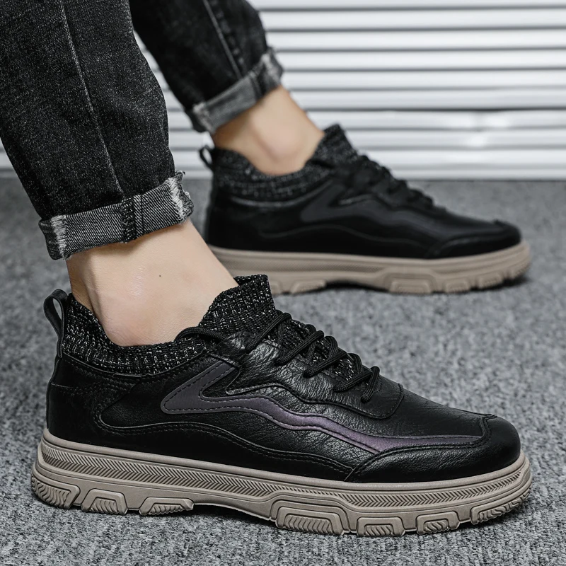 

Platform Boots Men Casual Sneaker Riding Boots Home Mens Sneakers Leather Men Men's Summer MEN ANKLE BOOTS Coturno