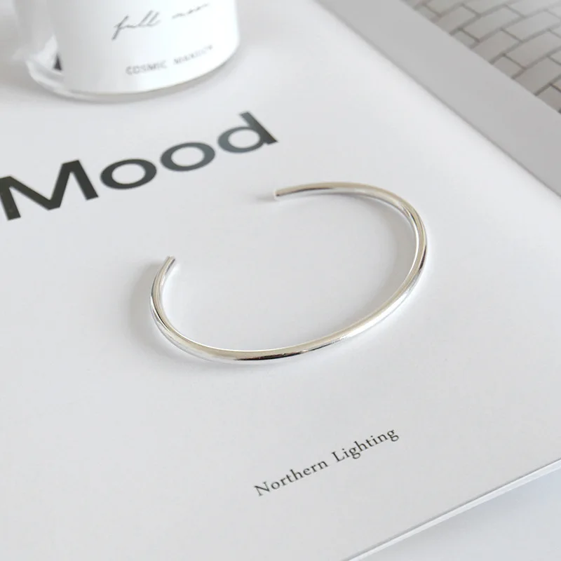 Серебряные индивидуальные минималистичные гладкие Простые открытые женские