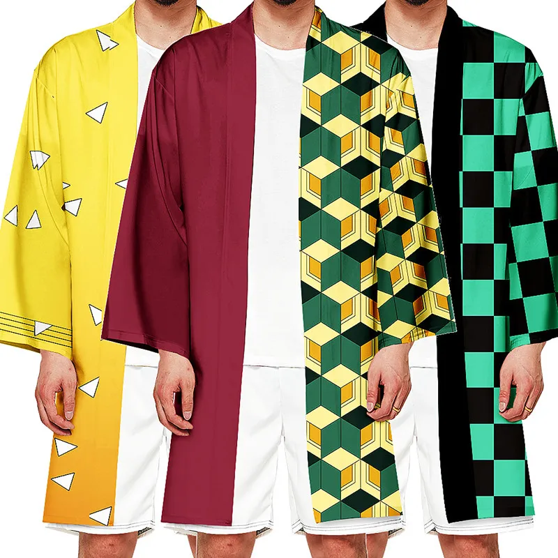

Demon Slayer Kamado Tanjirou Nezuko Unisex Long Loose Casual Cloak Coat Spring Season Long Sleeve Popular Kimono Cardigan