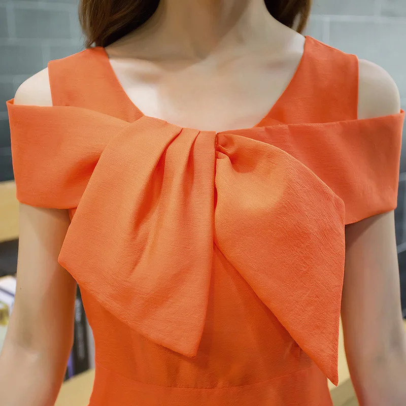 

2021 Summer New Women's Korean-Style Slim-Fit Slimming Organza Dress Puffy Elegant off-Shoulder Vest Dress