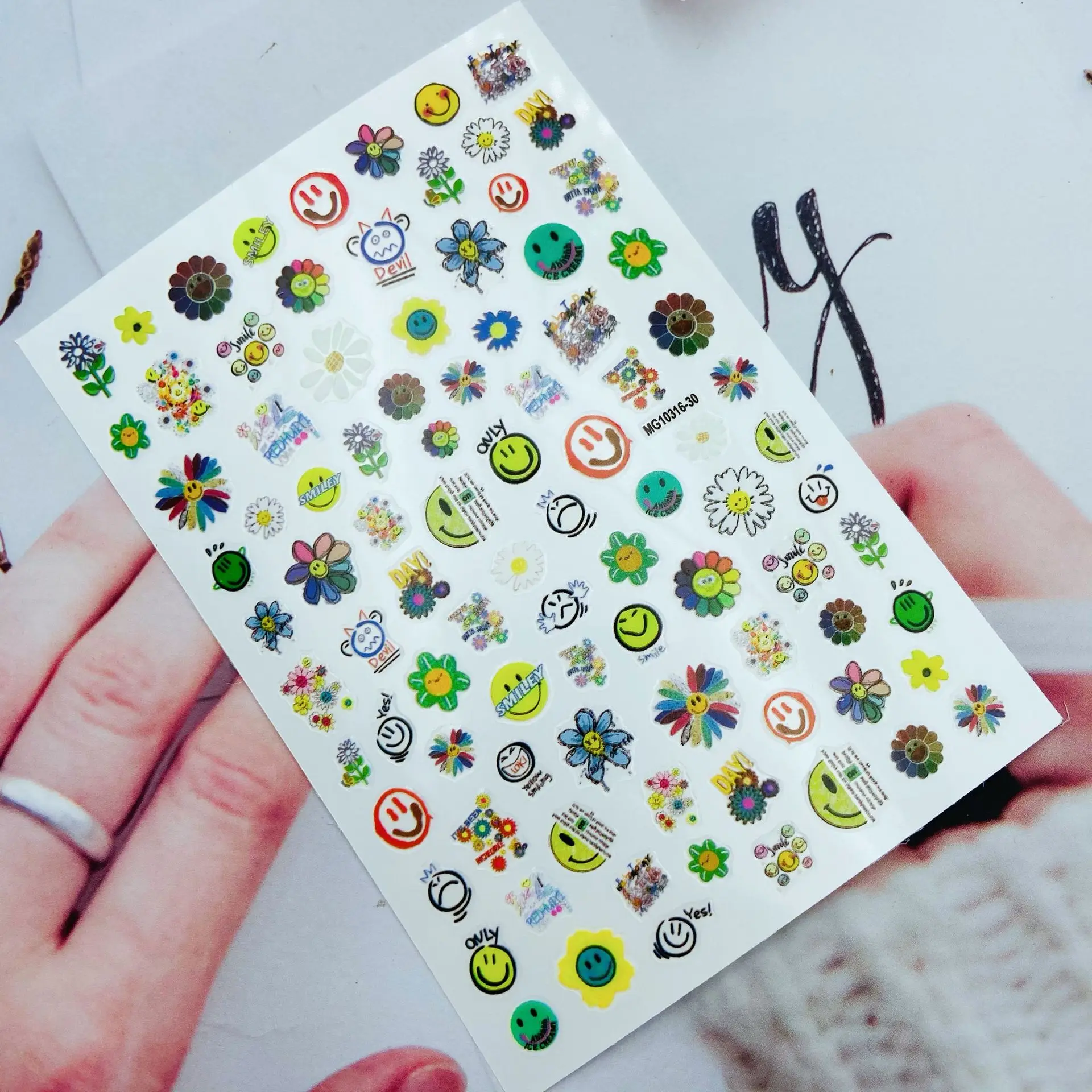 Новый дизайн Лидер продаж модные 3d наклейки для ногтей сделай сам Подсолнухи без