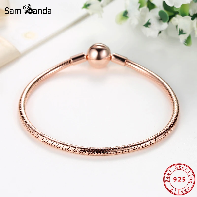 Оригинальный 100% браслет из стерлингового серебра 925 пробы гладкая Застежка Шарм