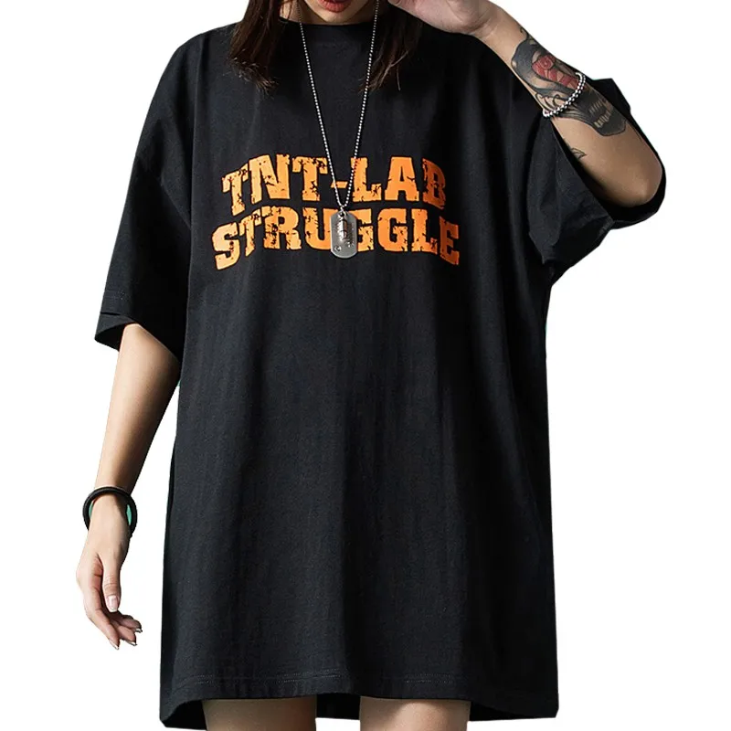 

ZuoLunOuBa Summer Street European American Style Women T Shirt Print Lightning Harajuku Letters O-neck Loose Cotton Tees Tops
