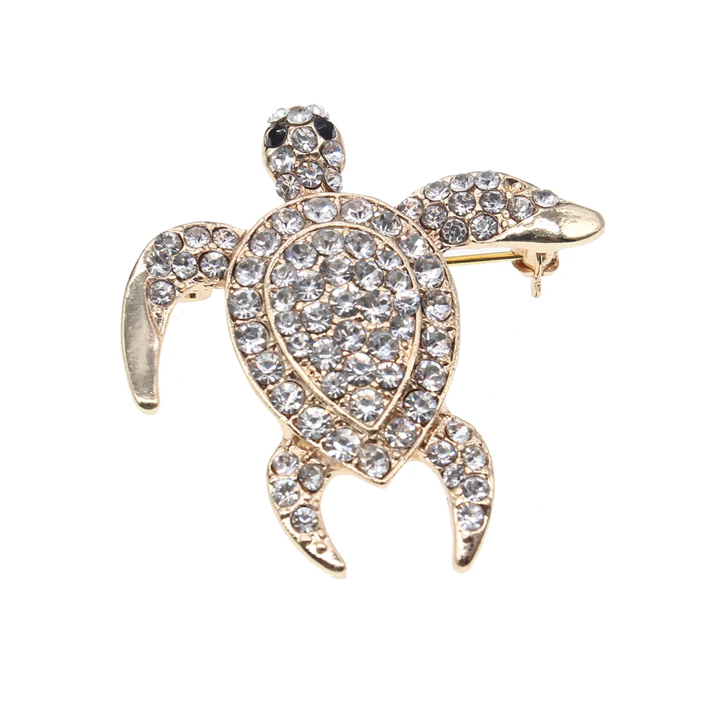 Серебряный тон Стразы Черепаха Брошь булавка в виде животного для женщин|Броши| |