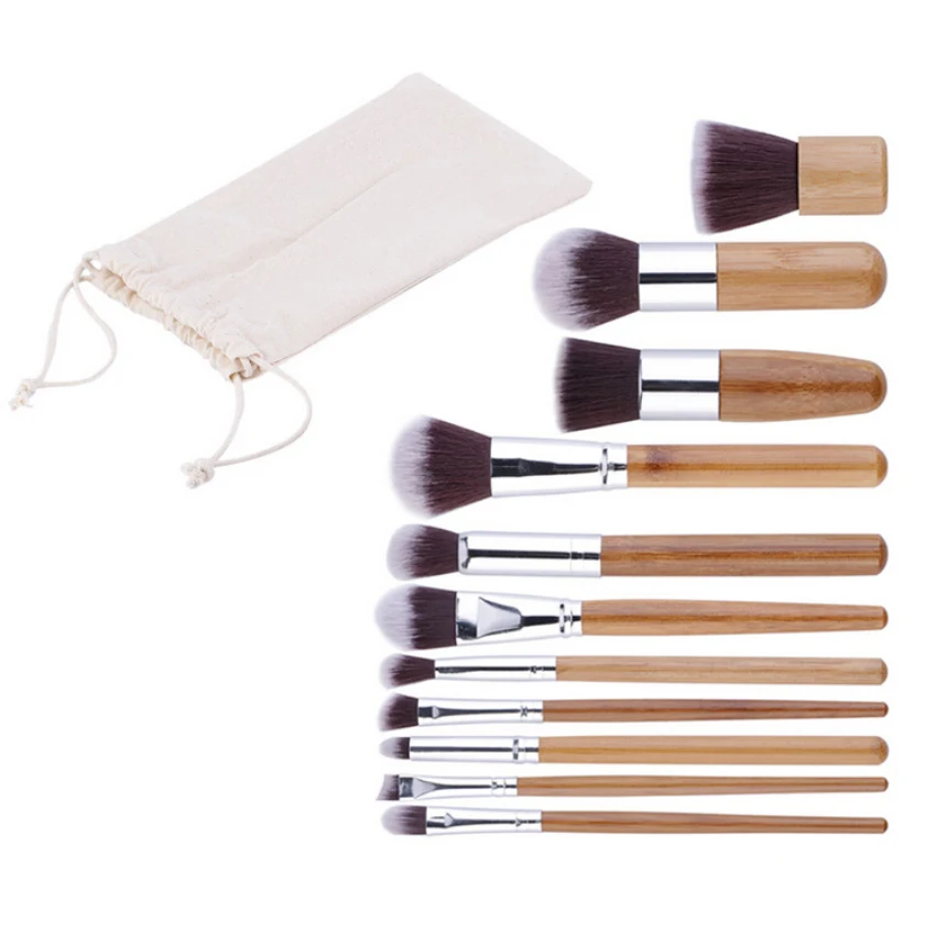 11 шт. Новые кисти для основы мягкие бамбуковые практичные Кабуки набор кистей