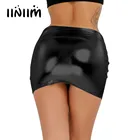 Пикантная женская ночная Клубная одежда iiniim, блестящая облегающая лакированная Кожаная Мини-юбка Wetlook, Коктейльные костюмы, юбки для выступлений