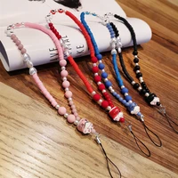 multicolor strap mobile phone with anti lost lanyard gopro keychain jewelry mobile phone with braided beads mobile phone chain