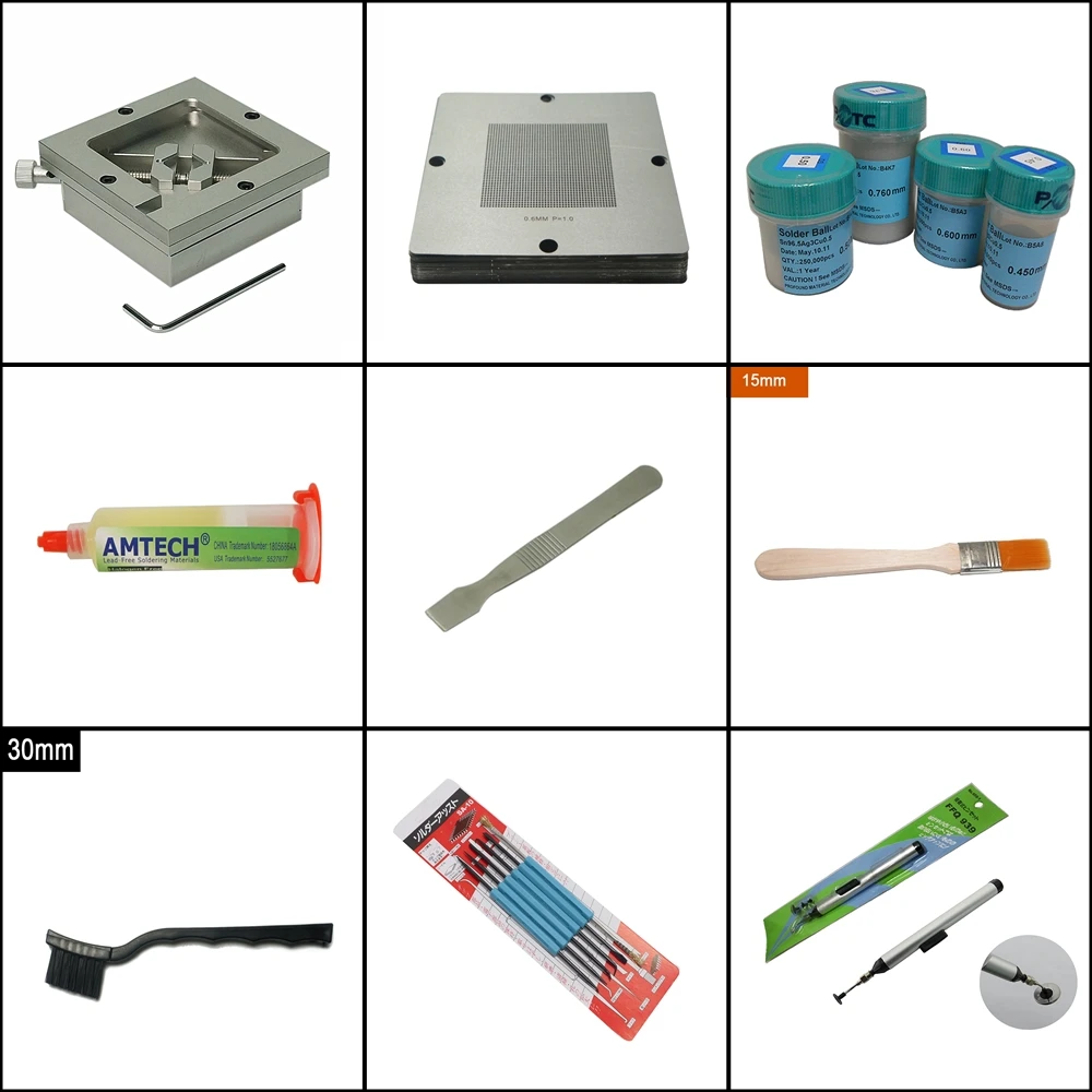 

BGA Reballing Station With Hand Shank Tin Fixture BGA Reballing Kit Universal Bga Stencil Lead-Free Solder Ball For SMT Repair