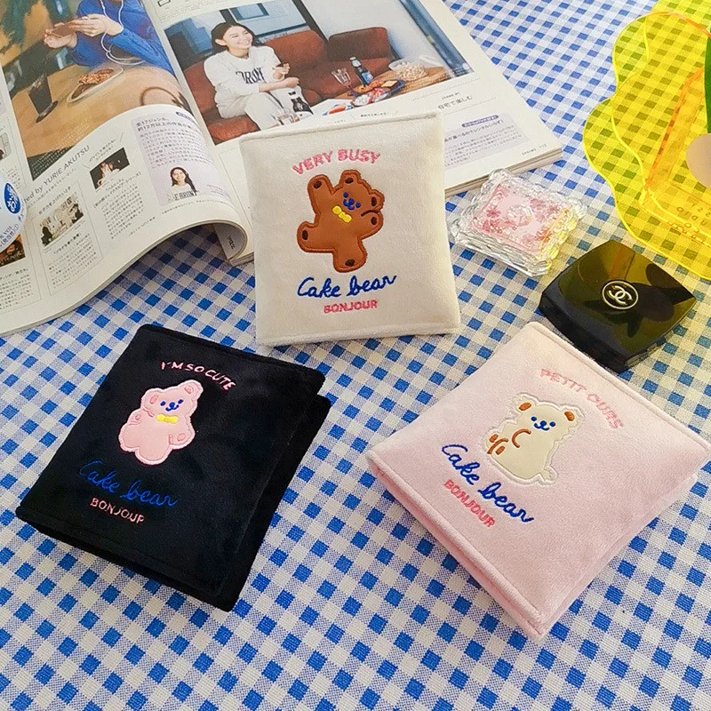 

Milkjoy Cartoon Bear Sanitary Pads Organizer Bag Cute Bentoy Embroidery Napkin Pouch Coin Purse Cosmetic Jewelry Storage Bag