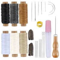 imzay leather sewing set with waxed thread big eye needles finger protector leather sewing accessories diy handmade tools