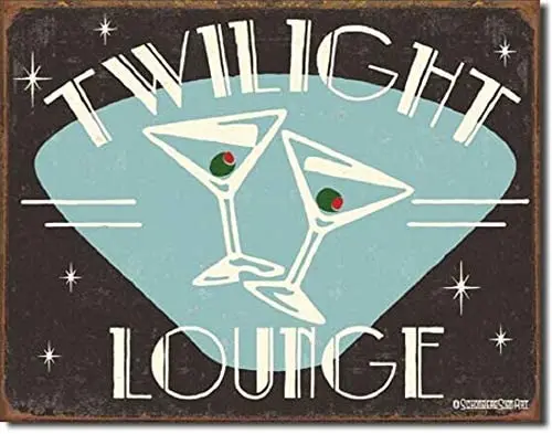 

ShopForAllYou Vintage Decor Signs Twilight Lounge TIN Sign Martini Glass Wall Art Retro VTG bar Metal Poster 1175