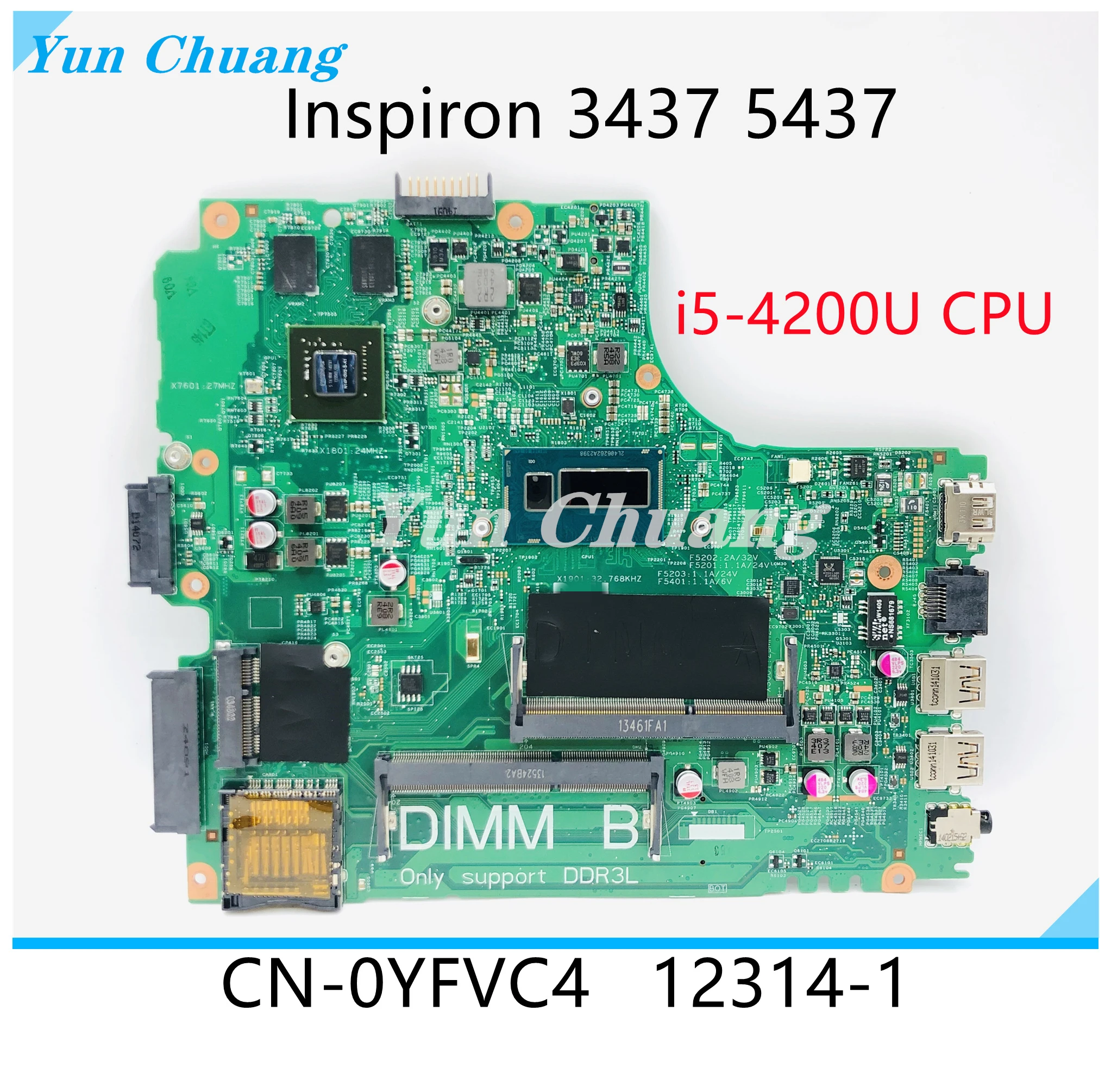 CN-0YFVC4 0YFVC4 для DELL Inspiron 3437 5437 материнская плата ноутбука 12314-1 системная SR170 i5-4200U CPU