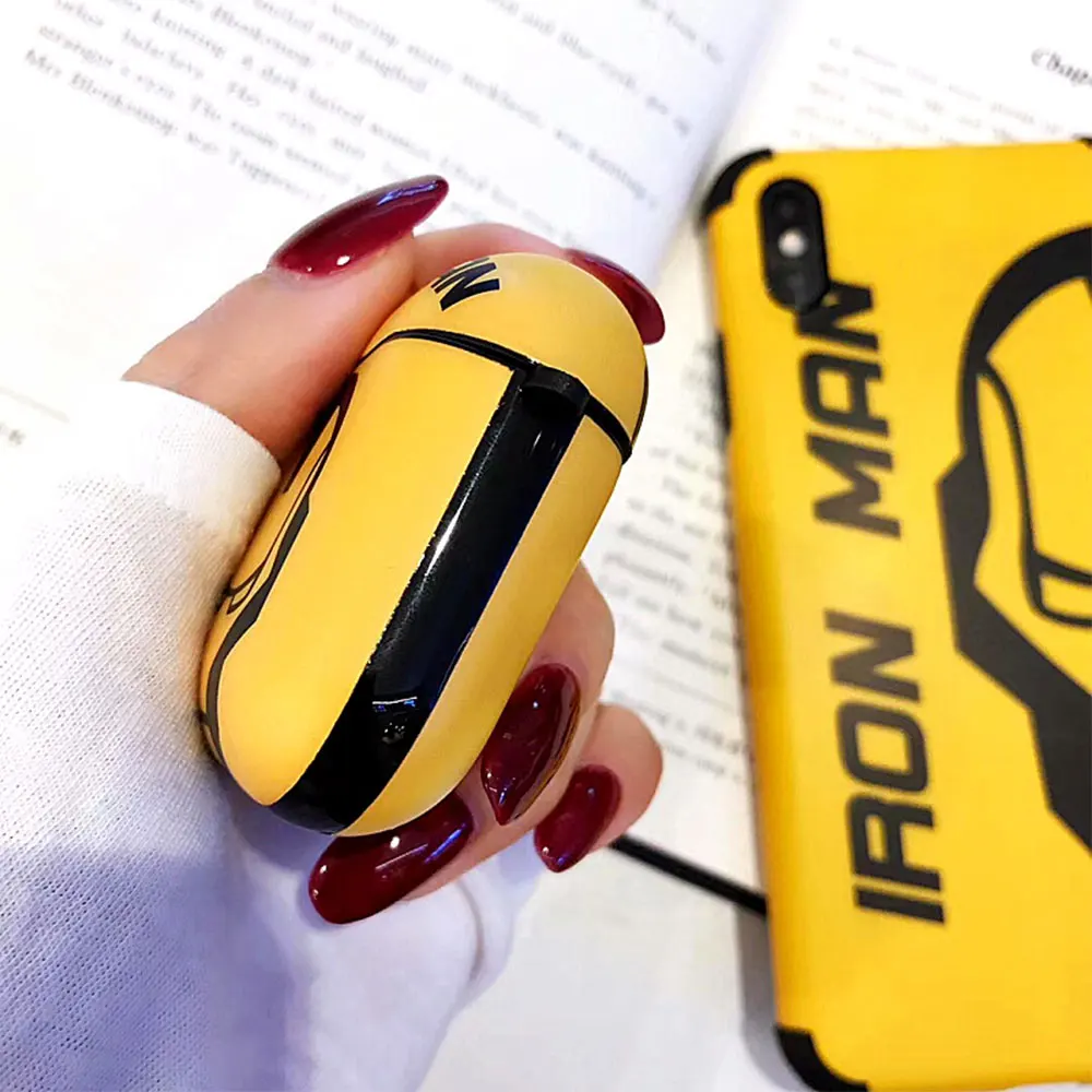 Модные силиконовые чехлы для наушников Marvel Iron Man Apple Airpods 1/2 мягкие Защитные