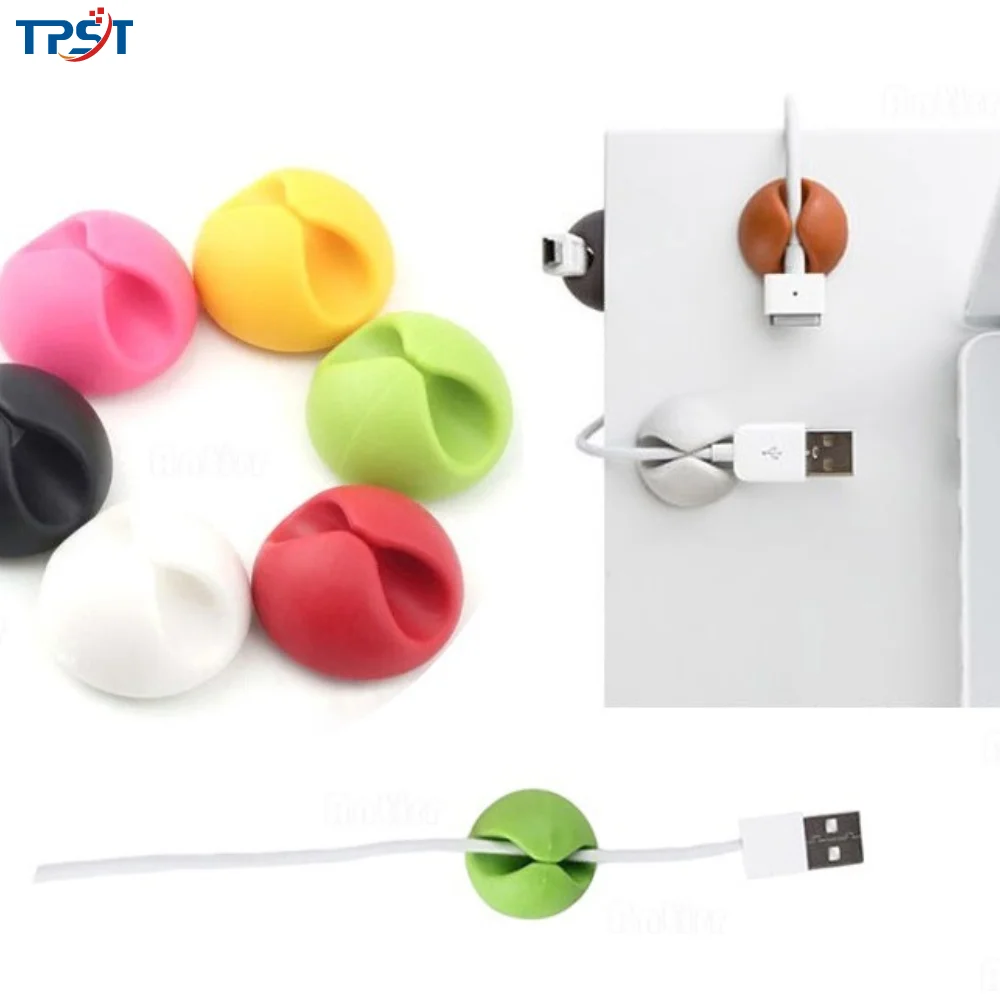 TPST 1Slot Cable Organizer Silicone USB Cable Winder for Mouse Headphone Mobile Phone Cable Clip For Car Desktop Tidy