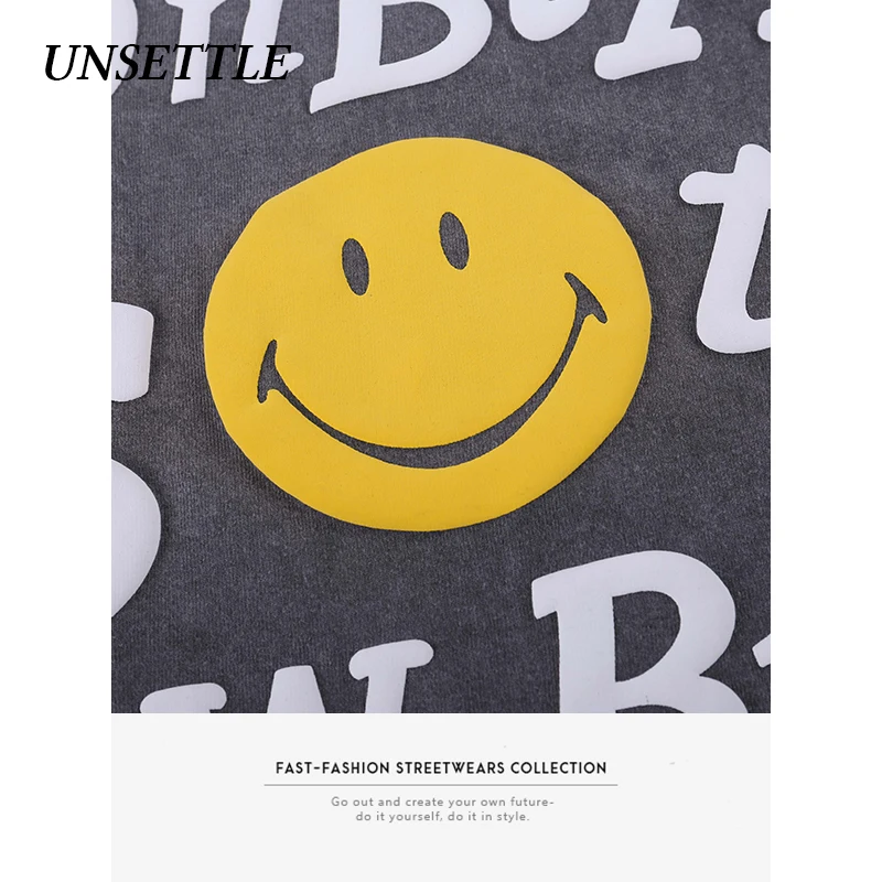UNSETTLE футболка с забавным принтом тяжелая ткань потертая уличная мода Мужская в