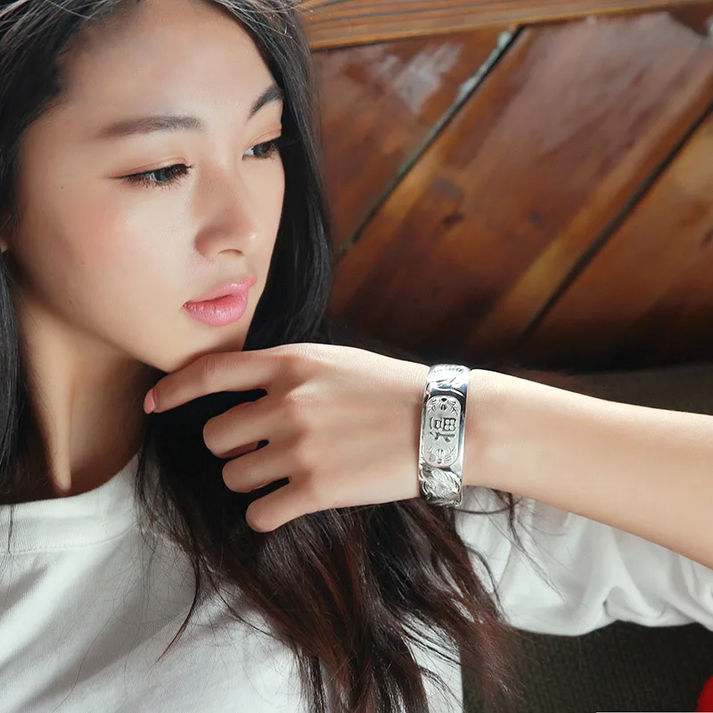 

YPD169 999 foot silver jewelry opening Bracelet Fu retro hand ornament