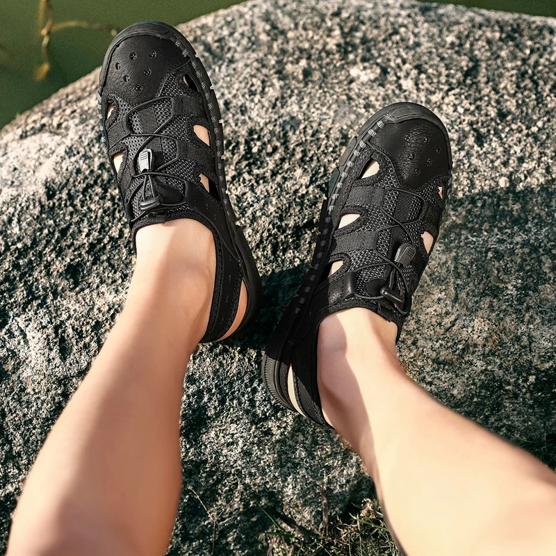 Сандалии мужские сетчатые дышащие удобные кроссовки повседневная обувь для