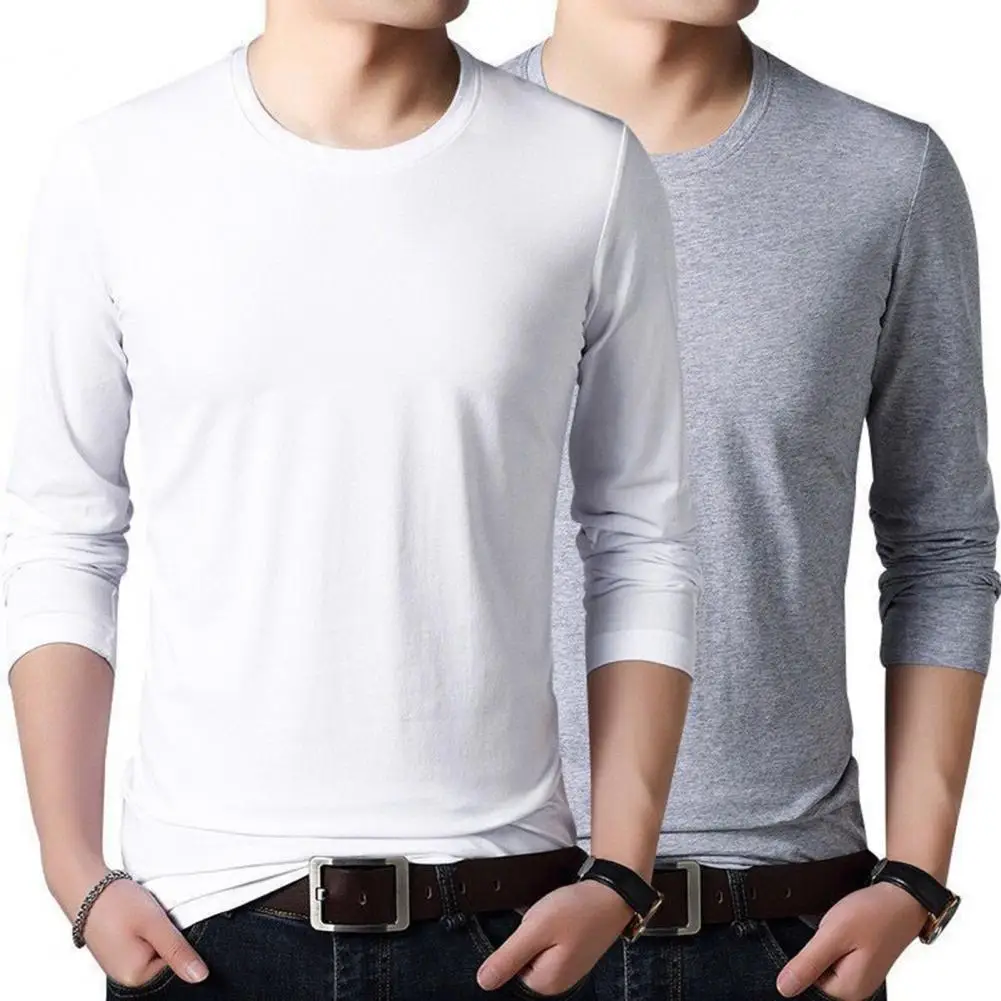 

Men T-shirt Regular Sleeve Streetwear Comfy Loose Pure Color T-shirt Men Pullover for School
