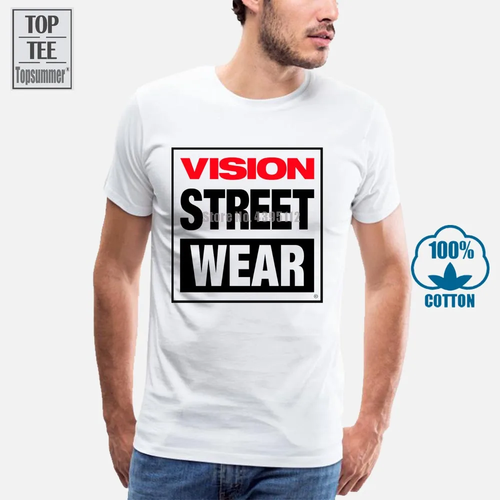 

New Vision Street Wear Skateboard Custom Men'S White T-Shirt Tee