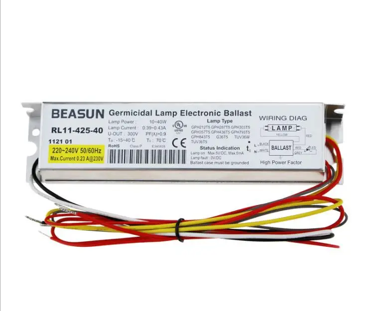 

UV disinfection lamp electronic ballast 10-41W universal type RL11-425-40 for 21-40W ultraviolet tube