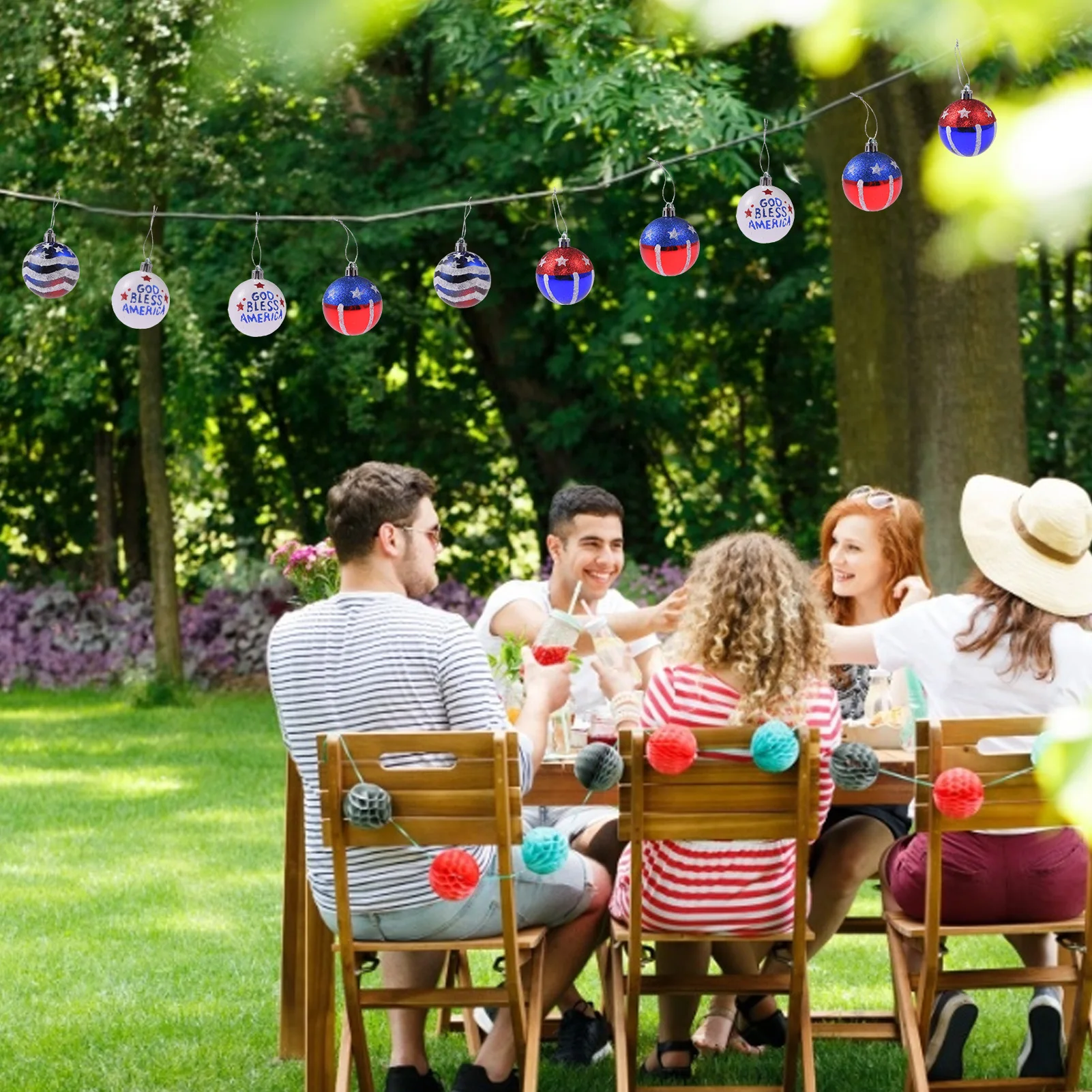 12 шт. июля 4th День Независимости подвесных шаров для занавесок украшения