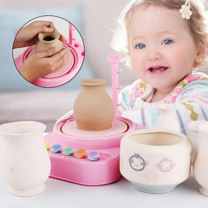 

Kids Electric Pottery Wheel Machine Workshop Craft Kit DIY Clay Educational Toys 124D