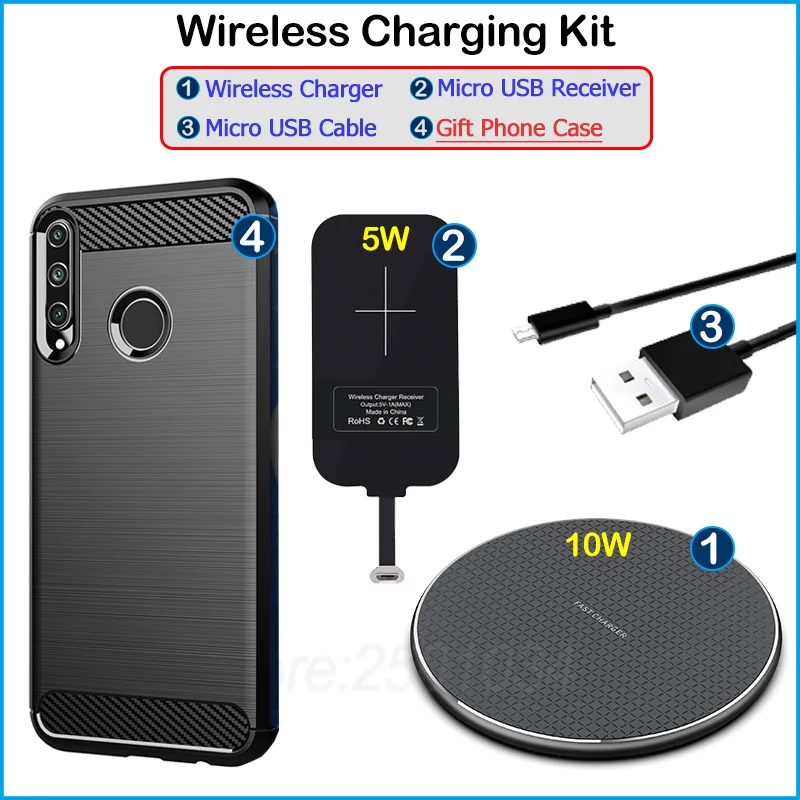

Wireless Charging for Huawei Honor 9C Qi Wireless Charger+Micro USB Receiver Charging Adapter Gift Phone Case for Honor 9C 6.39'