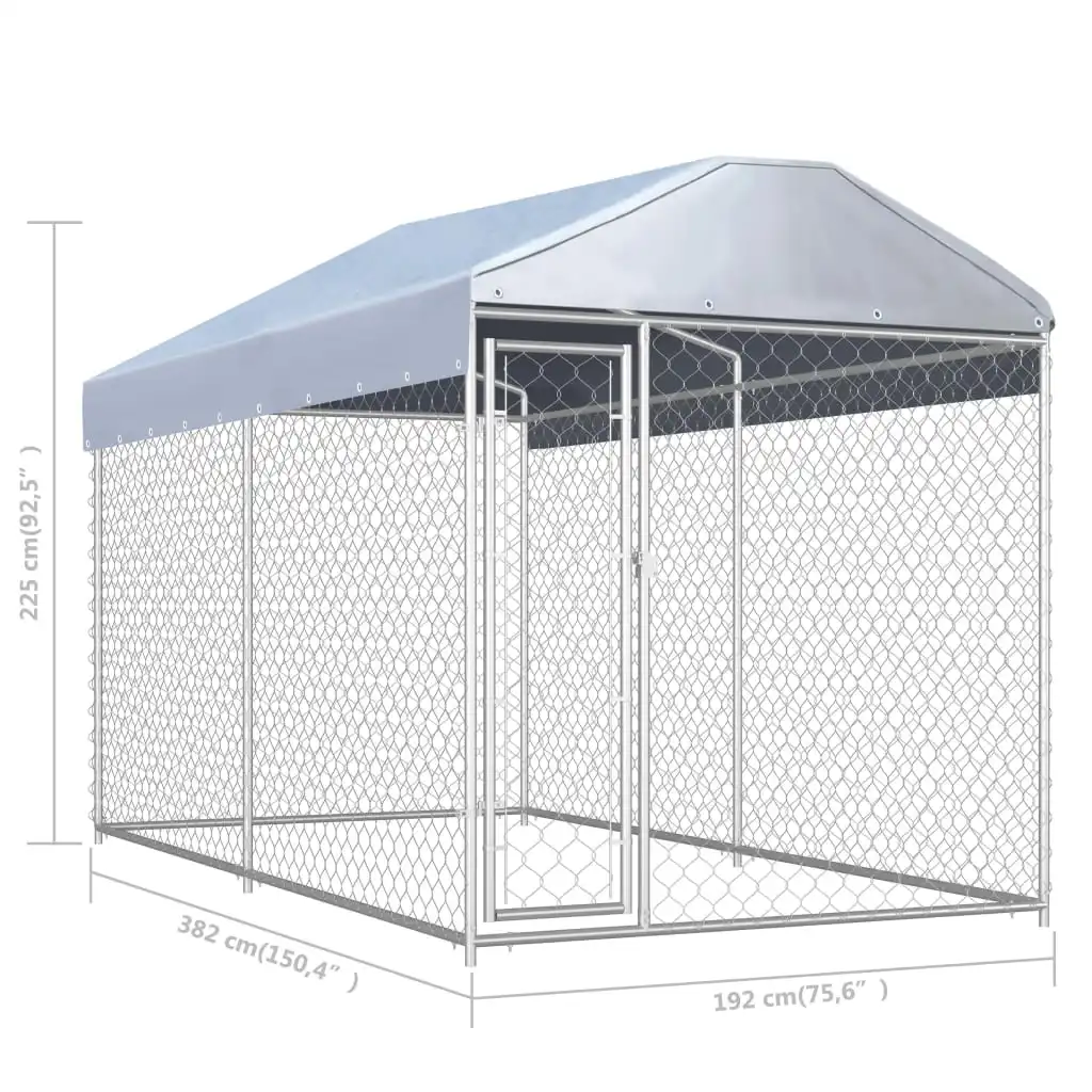 

Outdoor Dog Kennel with Canopy Top 150.4"x75.6"x88.6"